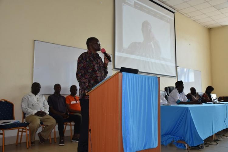 Associate Dean - Kisumu Campus Prof Rambo giving a speech